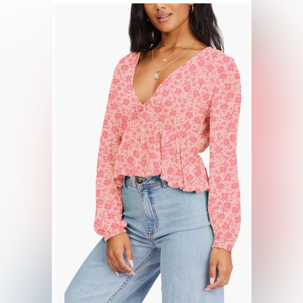 NWT Billabong Time Goes By Floral Long Sleeve Top Large